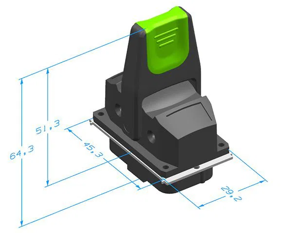 HJ130 series fingertip single axis joystick Dimensions