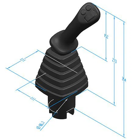 Dimensions for heavy equipment joystick